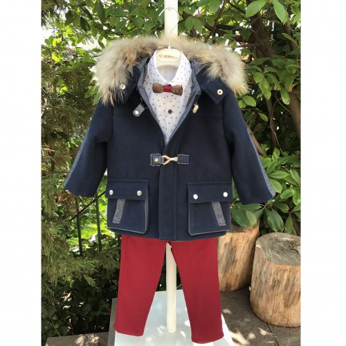 Βαπτιστικό Κοστούμι MiChiamo Α4101-ΜΠΛΕ-ΜΠΟΡΝΤΩ